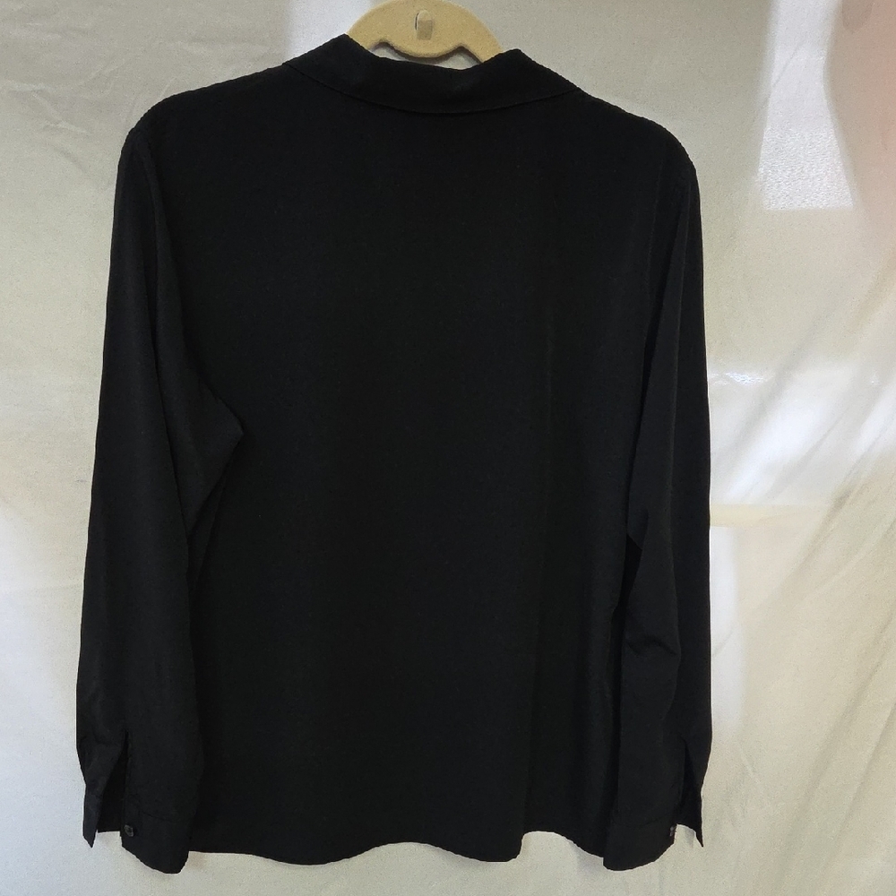 Notations Black Button-Front Blouse Large - Picture 3 of 5